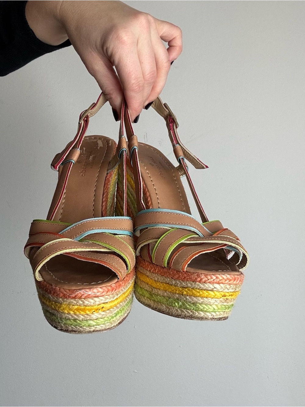Kate Spade Women’s Multicolor Espadrille Wedge Sandals Made in Spain - Picture 4 of 7
